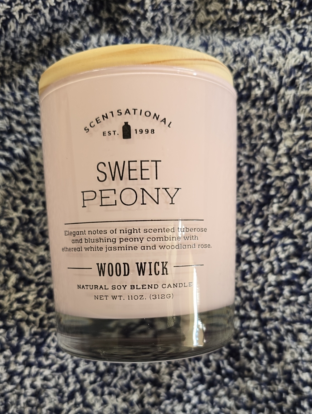 Scentsatiinal Sweet Peony Wood Wick Candle